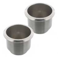 Billet Aluminum Large Cup Holder Insert Clear Anodized (Matte Silver), Pair