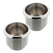 Billet Aluminum Large Cup Holder Insert Polished w/ Clear Coat, Pair