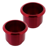 Billet Aluminum Large Cup Holder Insert Red, Pair
