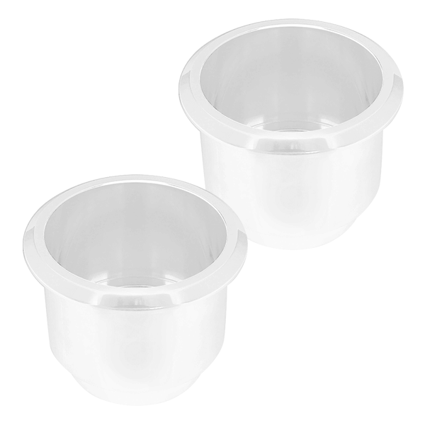 Billet Aluminum Large Cup Holder Insert White CupHoldersPlus