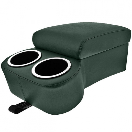 Hunter Green Bench Seat Console With Flip Up Armrest and Cup Holders