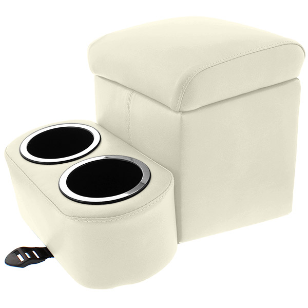 White Tall Shorty Bench Seat Cruiser Console CupHoldersPlus